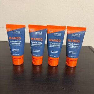 MANDO Deodorant Men Pro Sport 72HR Whole Body Cream Travel Size Tubes LOT of 4
